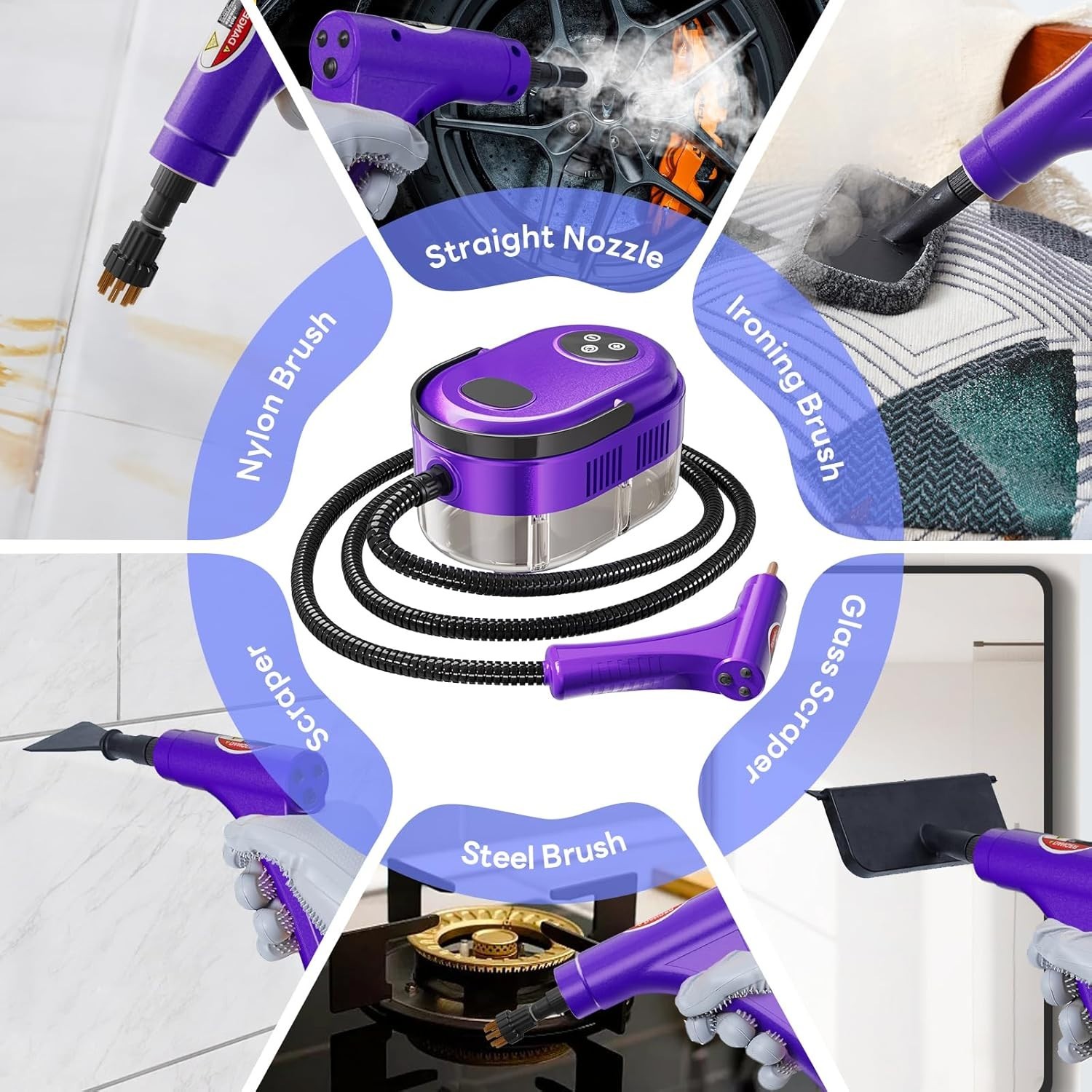 Handheld Steam Cleaner,15-in-1 High Pressure Steamer for Home,Kitchen, Tile,Car