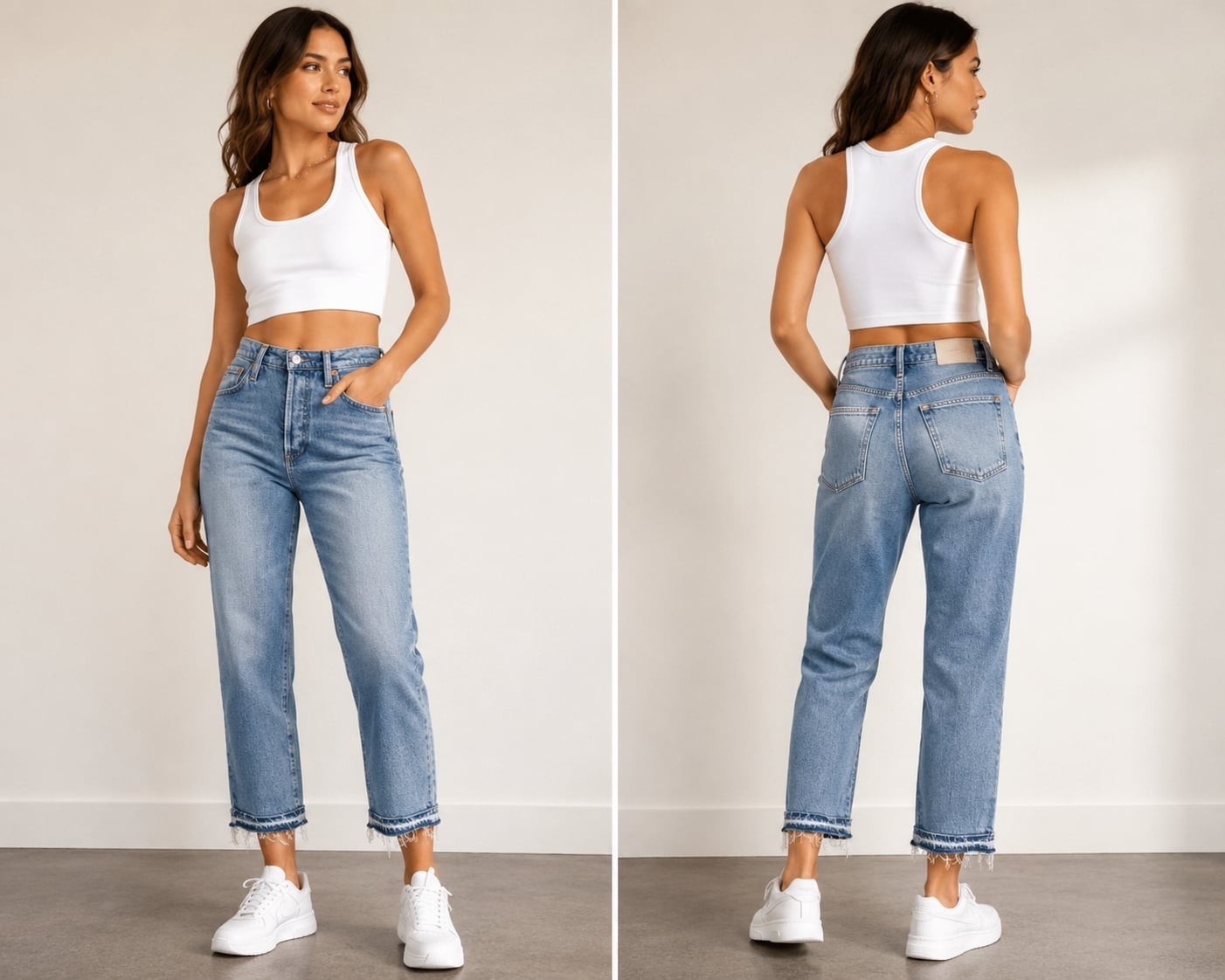 AG Adriano Goldschmied The Isabelle Crop Jeans Women Light Wash Raw Hem Straight