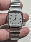 Vtg Timex Quartz Square Silver Dial Stainless Steel Watch Vintage 90s UNTESTED