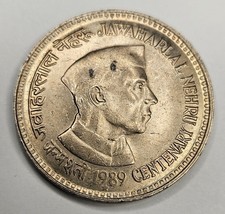 1989 India 5 Five Rupees - Nehru Centenary - Hyderabad Mint - Indian Coin
