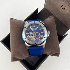 New Bulova Marine Star 98A282 Blue Dial Silicone Strap Men’s Automatic Watch