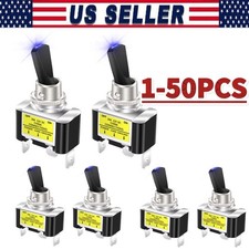 Blue LED Light 3Pin Rocker Toggle ON/Off Switch 30A 12V for Car Boat Marine Lot