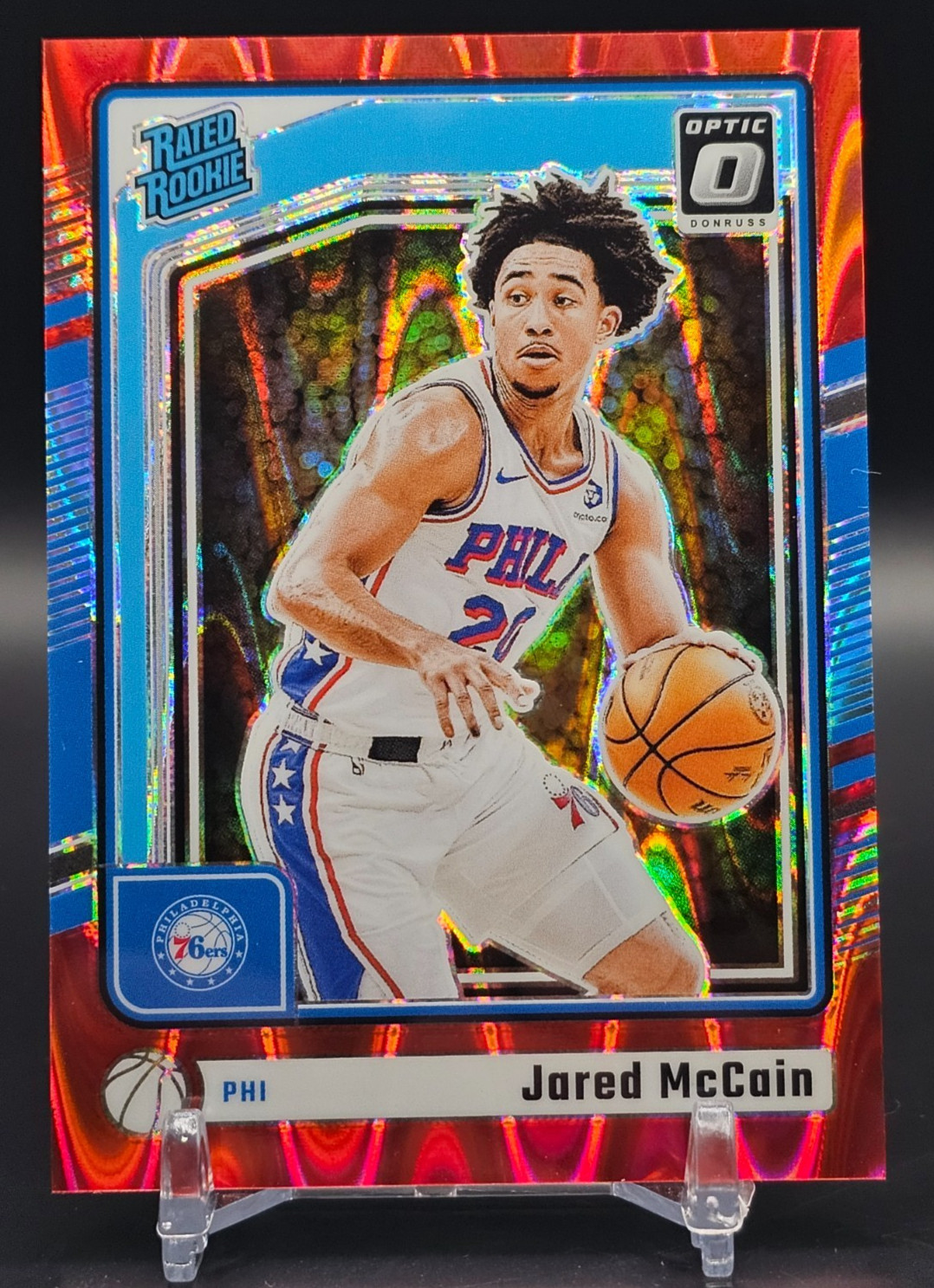 2024-25 Panini Donruss Optic Jared McCAIN #270 RED SEISMIC /149-76ers RC