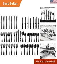 Modern 48-Piece Mirror Polished Flatware Set with Steak Knives - Dishwasher Safe