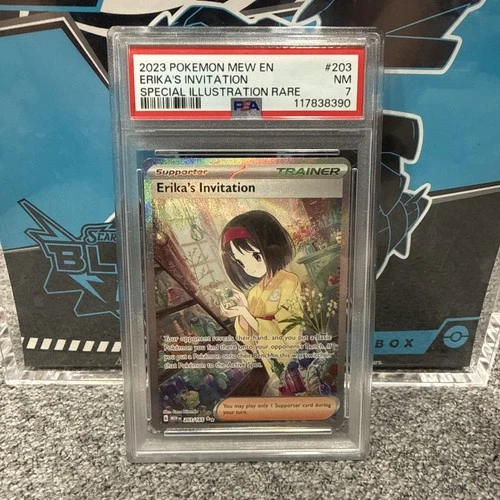 2023 POKEMON MEW EN-151 SPECIAL ILLUSTRATION RARE #203 ERIKA'S INVITATION PSA 7