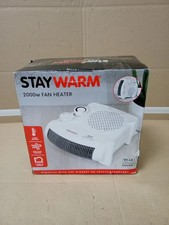 Staywarm 2000W Upright Flatbed Fan Heater 2 Heat Settings Cool Blow White