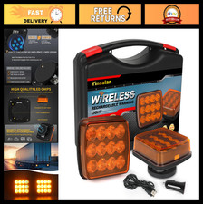 2 Pcs Wireless Magnetic Amber Strobe Lights - Emergency Safety Flashing Beacons 2 Pcs Wireless Magnetic Amber Strobe Lights - Emergency Safety Flashing Beacons