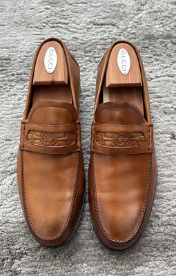 Authentic Gucci G Horsebit Brown Leather Mens Loafer US8.5  display picture 2