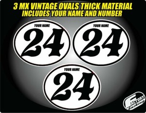 Vintage mx Custom Pre Printed Number plate Backgrounds Ovals ANY COLORS FC