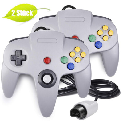 2X Für Retro Nintendo 64 64 Bit Konsole N64 Controller Joystick N64 Gamepad Grau