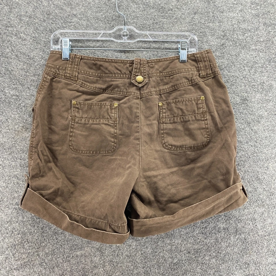 Pantalones Cortos Caribbean Joe Mujer 10P Pequeño Marrón Tiro Medio Chino Puños Algodón Informal Foto 2 de 4