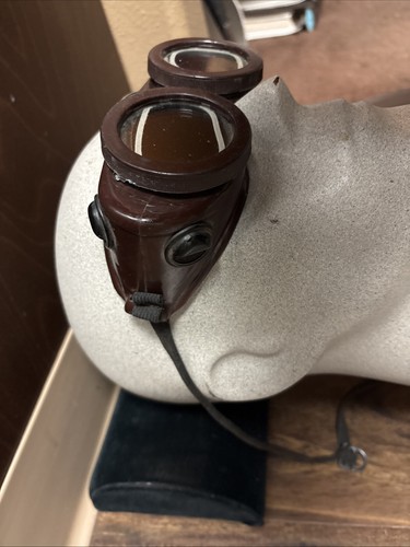 Antique Willson kover-mor Steampunk Welding Saftey Goggles Green Lenses Nice! - Picture 5 of 13