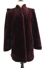 Vintage Glenoit Avec Tu Luxury Fur Coat Womens Size 10 Burgundy Red Shawl