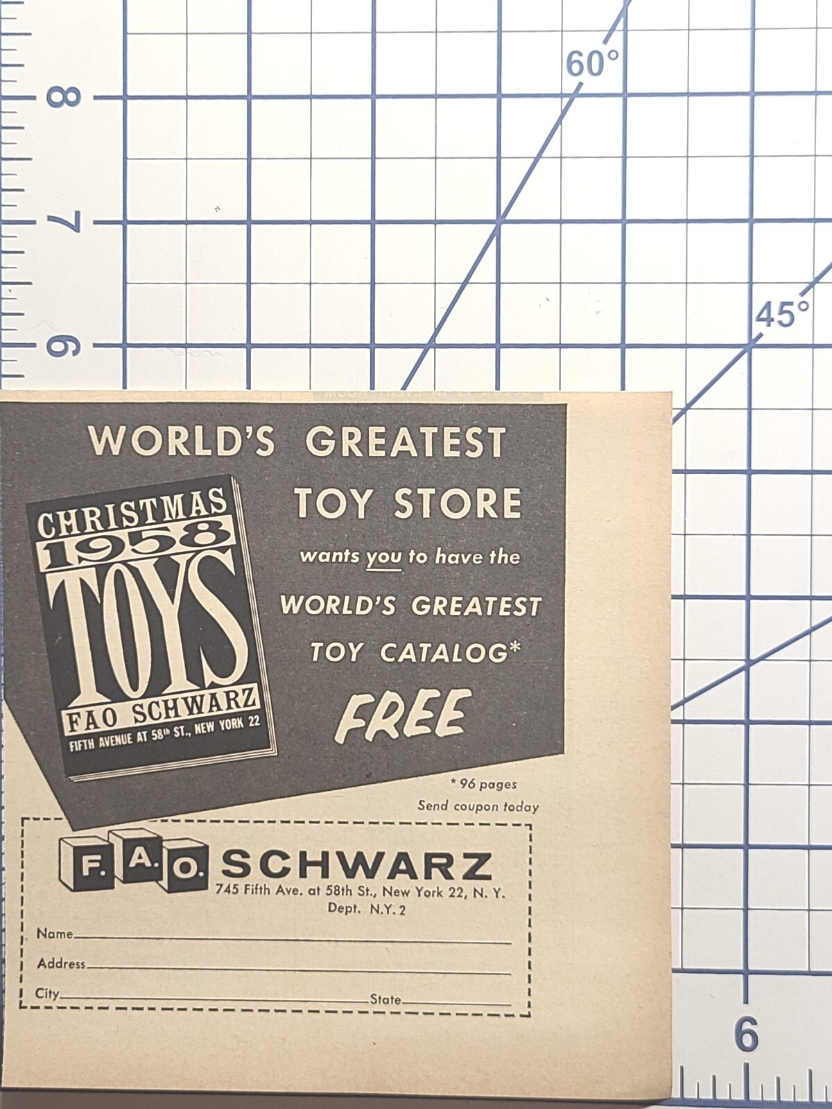 F. A. O. Schwarz Toy Store Fifth Ave NY Vintage Print Ad 1958