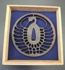 Japanese Antique Tsuba of Katana Samurai Sword Guard Iron Rare Design 73-D22