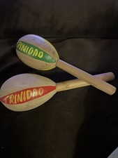 Trinidad Handmade Wood Maracas Shaker Souvenir Panted Set Of Two