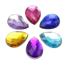 100 Mixed Color Flatback Acrylic Rhinestone TearDrop Gem Beads 13X18mm No Hole