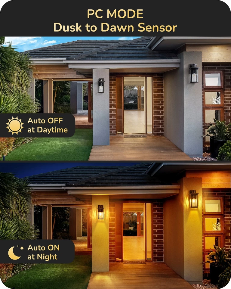 EDISHINE 2 Pack Motion Sensor Wall Lights for Porch Front Door Dusk to Dawn - Image 4 of 4