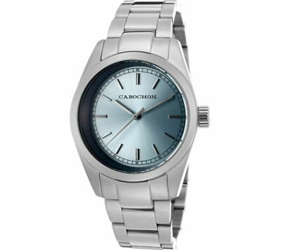 NEW Cabochon 505 Womens De Ce Monde Silver Tone-Light Blue Stainless Steel Watch