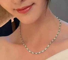 15Ct Rd Cut Lab Created Emerald Women's Tennis Necklace 14k Wh Gold Plated 18"