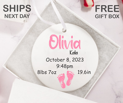 Personalized Newborn Birth Stats Ornament Baby Birth Stat Baby First Christmas