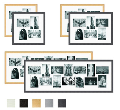 Collage Holz Bilderrahmen Galerie mit Passepartout für 4-14 Fotos  10x15 13x18 