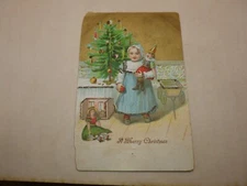 4007 Child Dolls Tree Toys Wagon Merry Christmas 1905 Posted Postcard