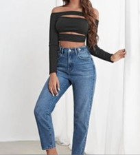 High Waist Mom Fit Jeans Medium Wash