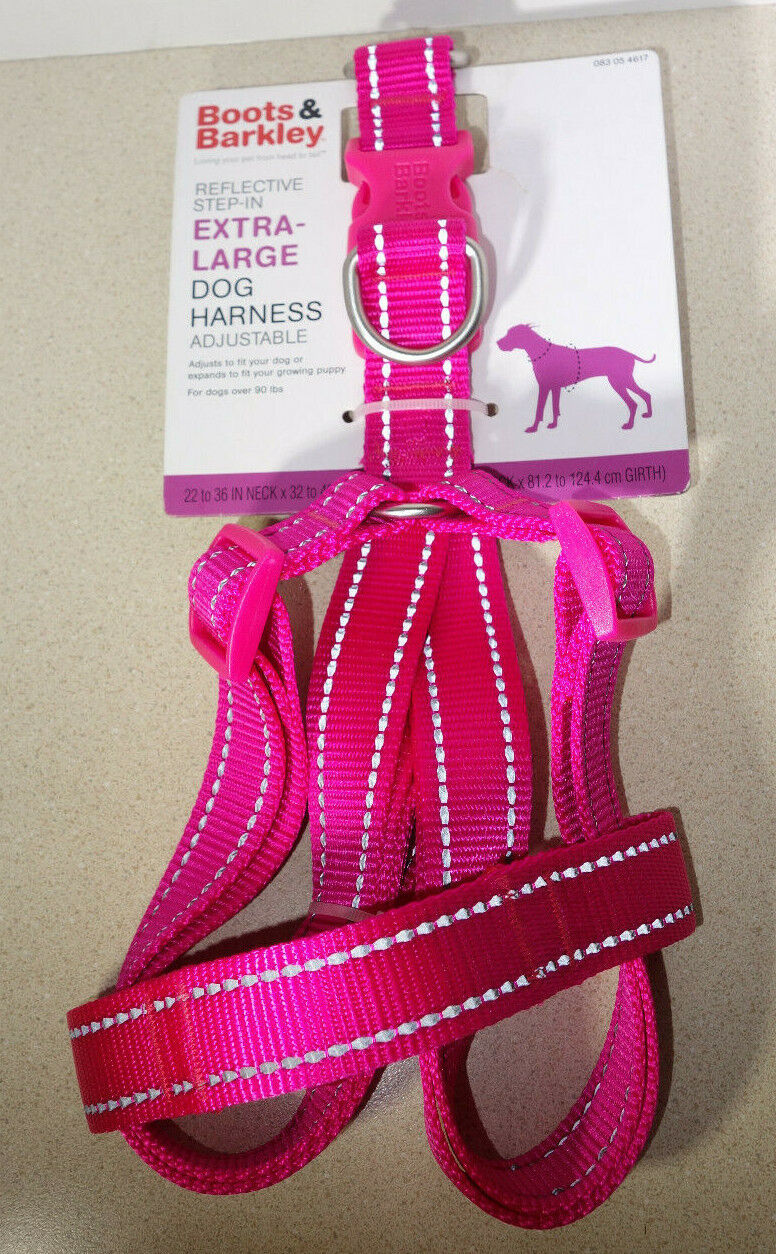 Boots & Barkley Reflective Step In Dog Harness Adjustable Pink XL over 90 lbs