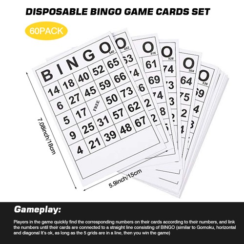 Bingo Cards Bulk 60-PCS Classic Bingo Game Set Card Game Educational Toys - Picture 3 of 7