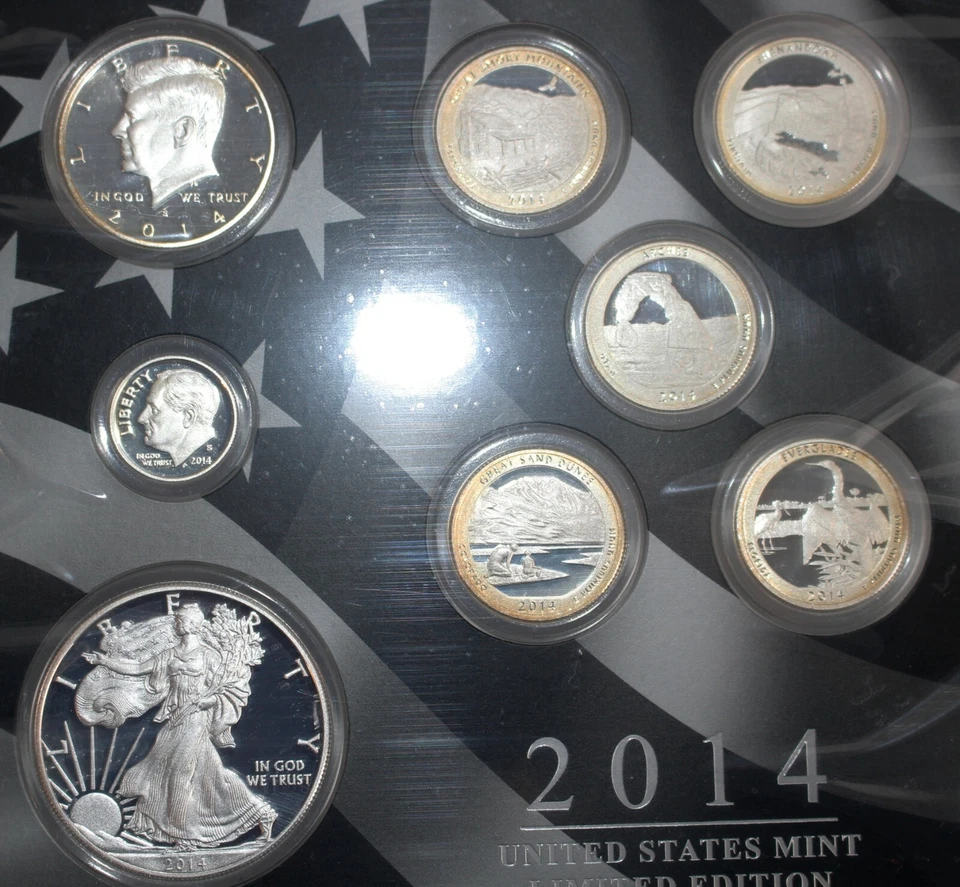 2014 United States Mint Limited Edition Silver Proof Set 2nd Edition Coins Toned - Image 3 of 4