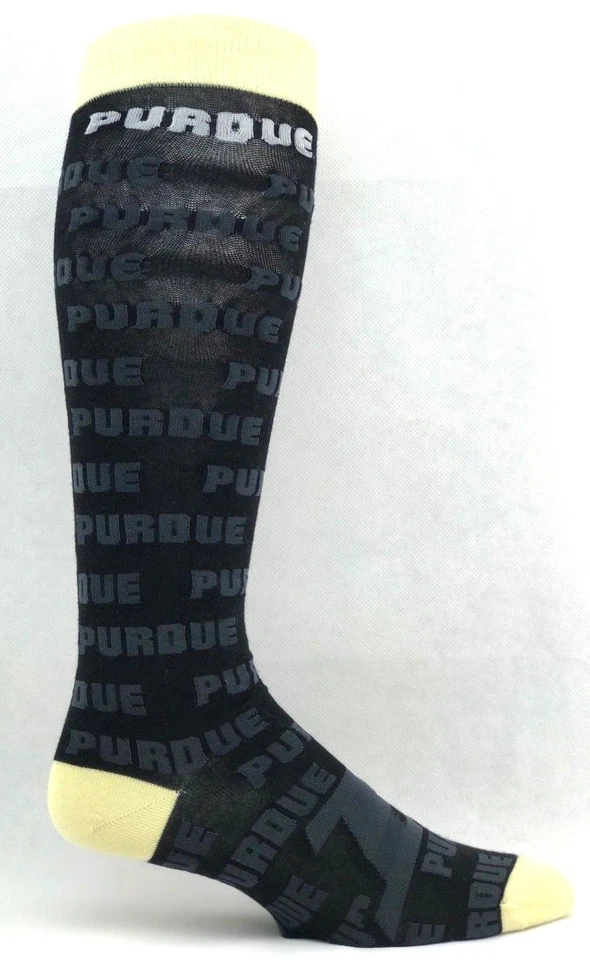 Purdue Boilermakers College Black & Gold Repeat Name Thin Long Socks - Image 3 of 3