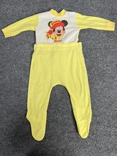 Vintage Mickey Mouse Disney Pajama - Two Piece PJ - Yellow - Size 12 Months