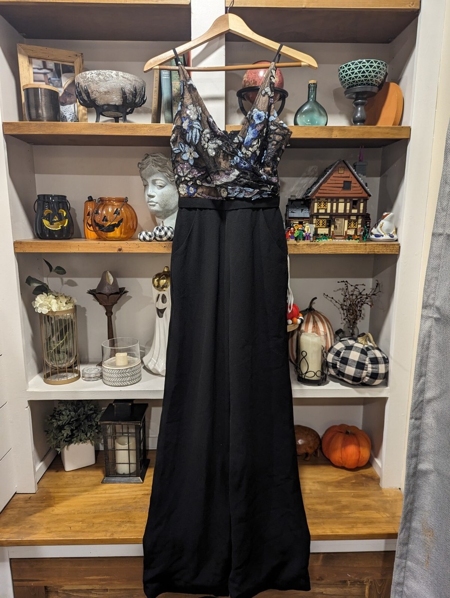 NWT Dress The Population Black & Sequin Jumpsuit Size XXS