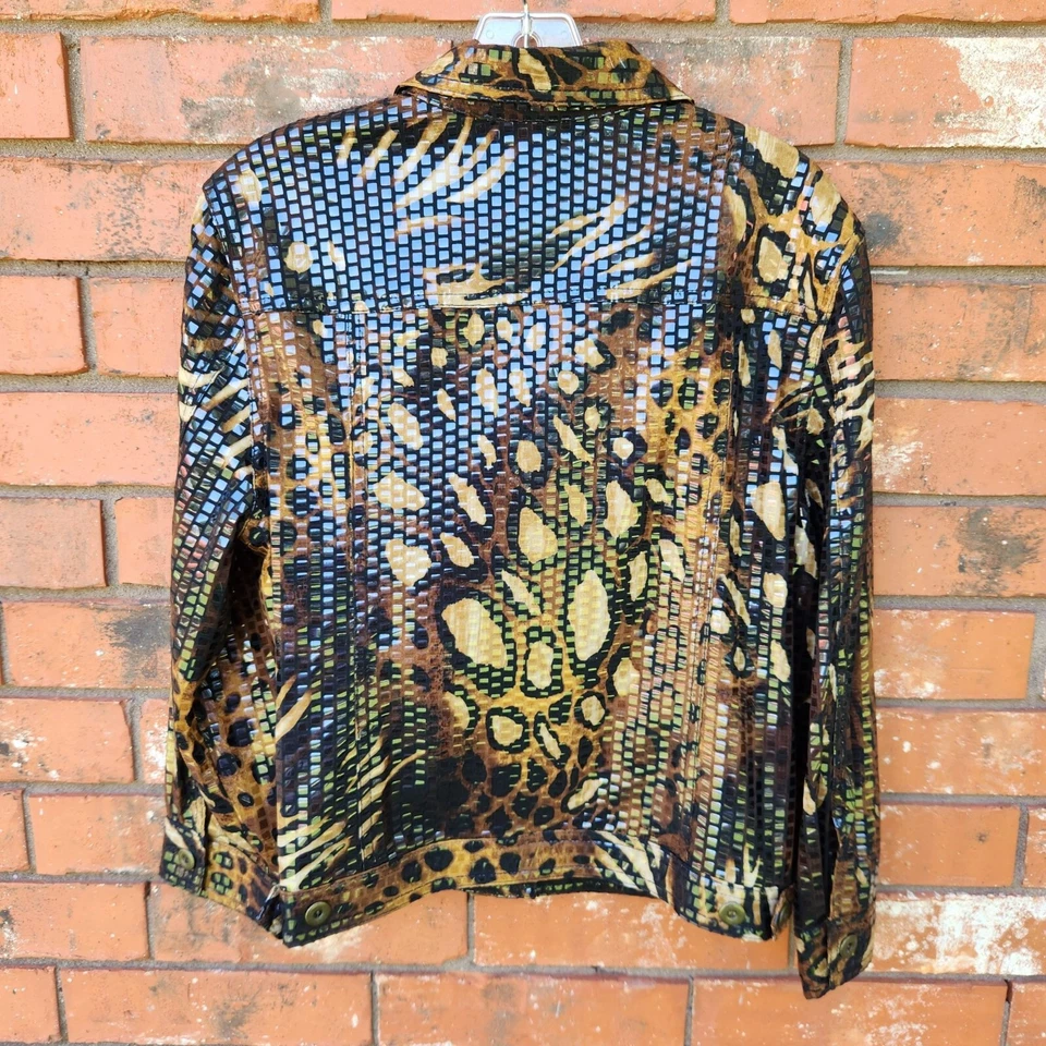 Ruby Rd. Chaqueta Bomber Damas Estampado Animal Texturizado Talla 14 EXCELENTE ESTADO Foto 2 de 4