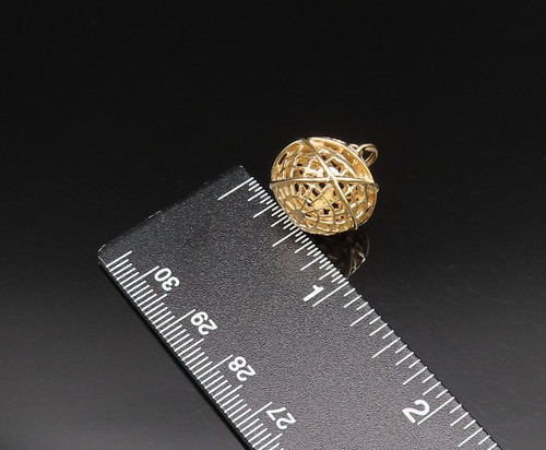 14K GOLD Vintage Open World Globe Charm Pendant GP485 - Picture 7 of 9