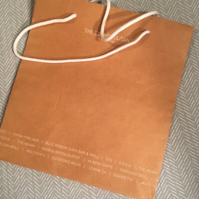 Shopping Bag from COSMOPOLITAN Hotel/Casino - Heavy Brown Paper 11  x 6.5  x 12 