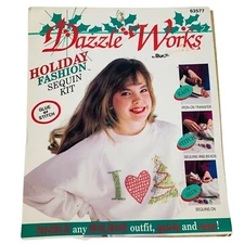 90s Dazzle Works Love Christmas Sequin Kit DIY Holiday Sweater Fashion Craft VTG