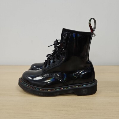 Dr Martens 1460 Rainbow Black Patent Leather Iridescent Ankle