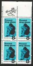 US. 1438. 8c. Prevent Drug Abuse Issue. Zip Block of 4. MNH. 1971