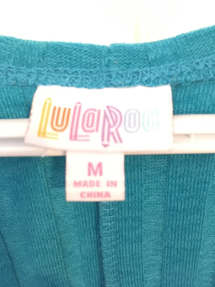 Lularoe Women M Lindsay Kimono Cardigan Blue Ribbed Knit Stretch - Image 2 of 4