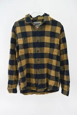 Schott Bros Mens Yellow Black Plaid Button-Up Flannel Shirt Size M
