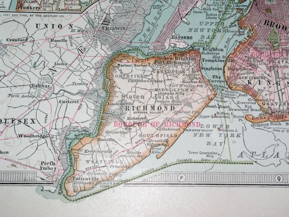 1902 MAPA ANTIGO DAS PROXIMIDADES DA CIDADE DE NOVA YORK BROOKLYN LONG STATEN ISLAND - Imagem 3 de 4