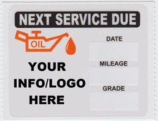 100 Custom Static Cling Oil Change Stickers Decals --- Free Shipping