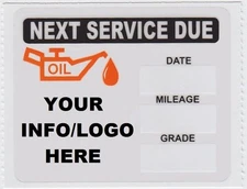100 CUSTOM STATIC CLING OIL CHANGE STICKERS DECALS --- FREE SHIPPING