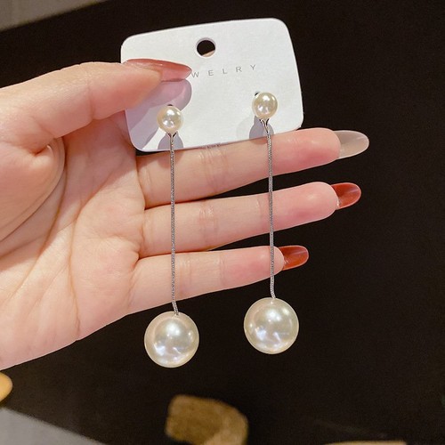 925 Silver Pearl Crystal CZ Ear Stud Earrings Drop Dangle Women Wedding Jewelry - Photo 46 sur 81
