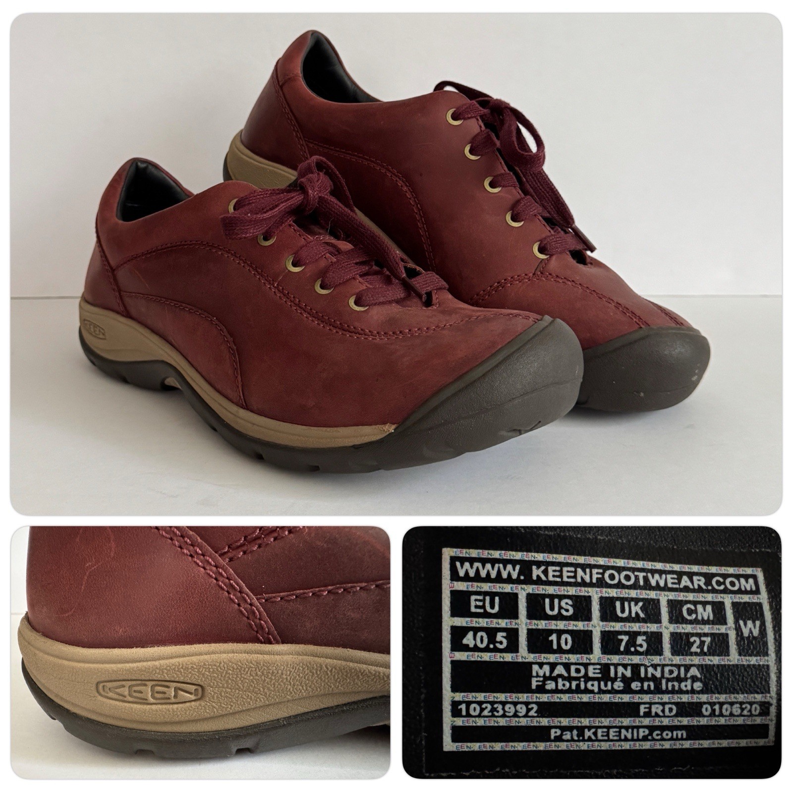 Scarpe stringate rosse Keen donna Presidio taglia 10 sneaker escursionismo casual