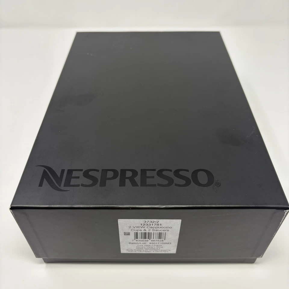 Juego de café capuchino NESPRESSO View de 2 tazas de vidrio + 2 platillos de metal abiertos Foto 3 de 4