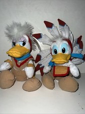 Disney Parks Exclusive Frontierland Indian Donald Daisy Duck Beanie Baby Tags