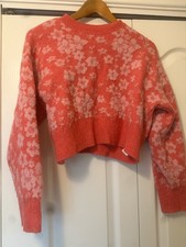 Gorgeous Zara Pink Floral Cropped Knitted Jumper Size Small 
